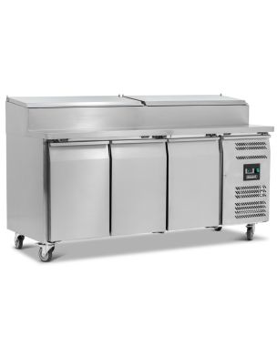 Triple Door Refrigerated Prep Counter With Raised Collar